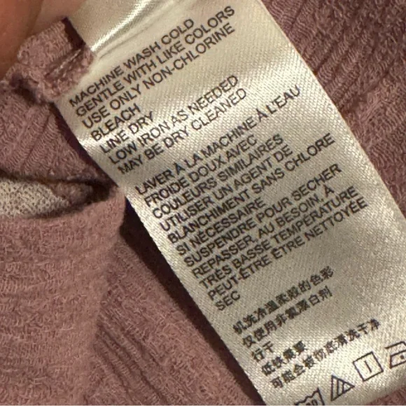 Free People Clementine Mauve Short Sleeve Belted Dress Size L Cotton‎ Linen - Picture 5 of 8